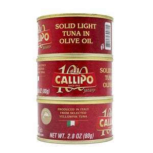 Solid Light Tuna Fish in Olive Oil (3 cans x 2.8 oz) by Callipo - 8.4 oz - [Premium Italian Food at Home ]