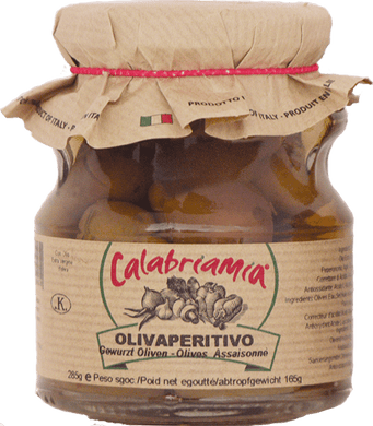 Rosed Olives for Appetizer with Extra Virgin Olive Oil by CalabriaMia - 10 oz SAUCE CALABRIA MIA 