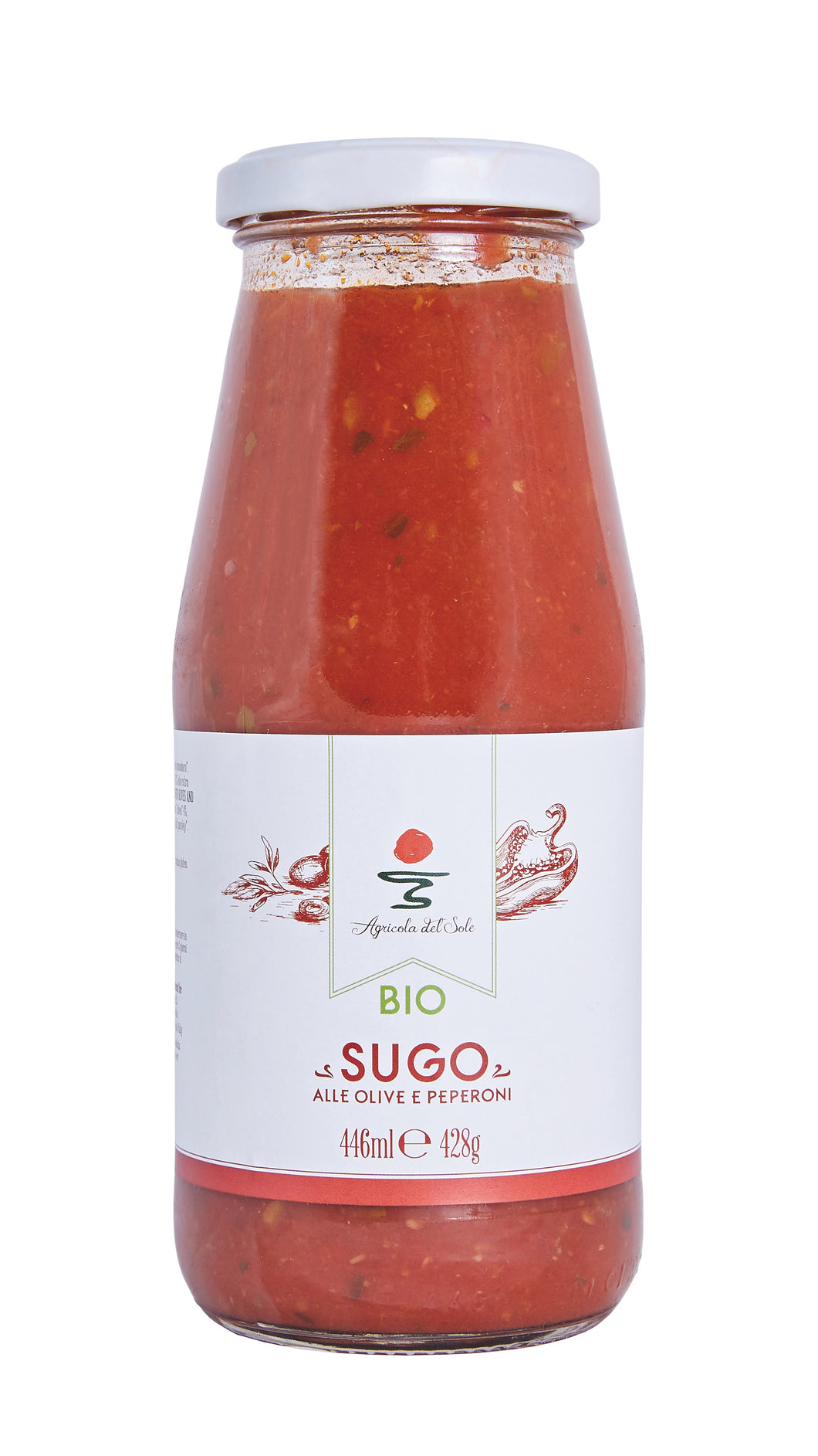 Organic Tomatoes Sauce with Olives and Peppers by Agricola Del Sole, 428 gr