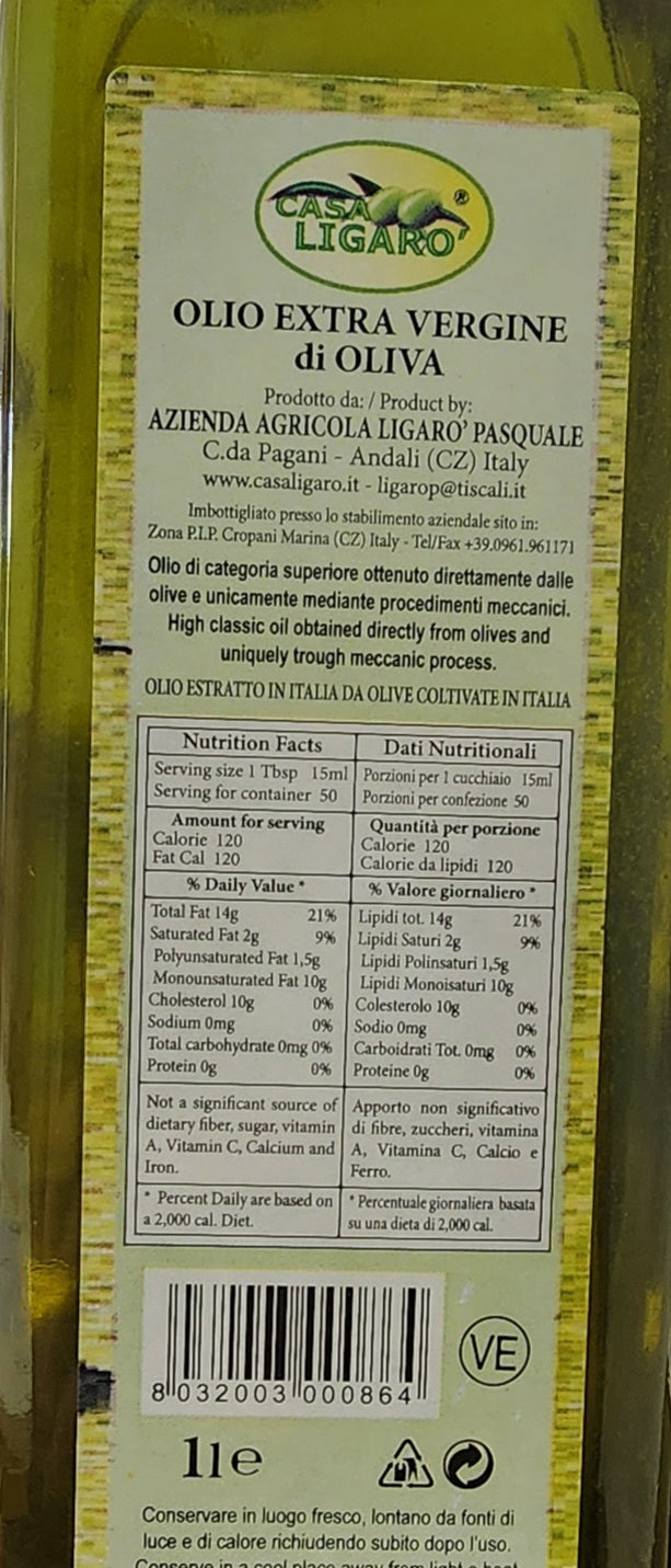 Casa Ligaro "Verdone" Calabrian extra Virgin Olive Oil - 16.9 oz