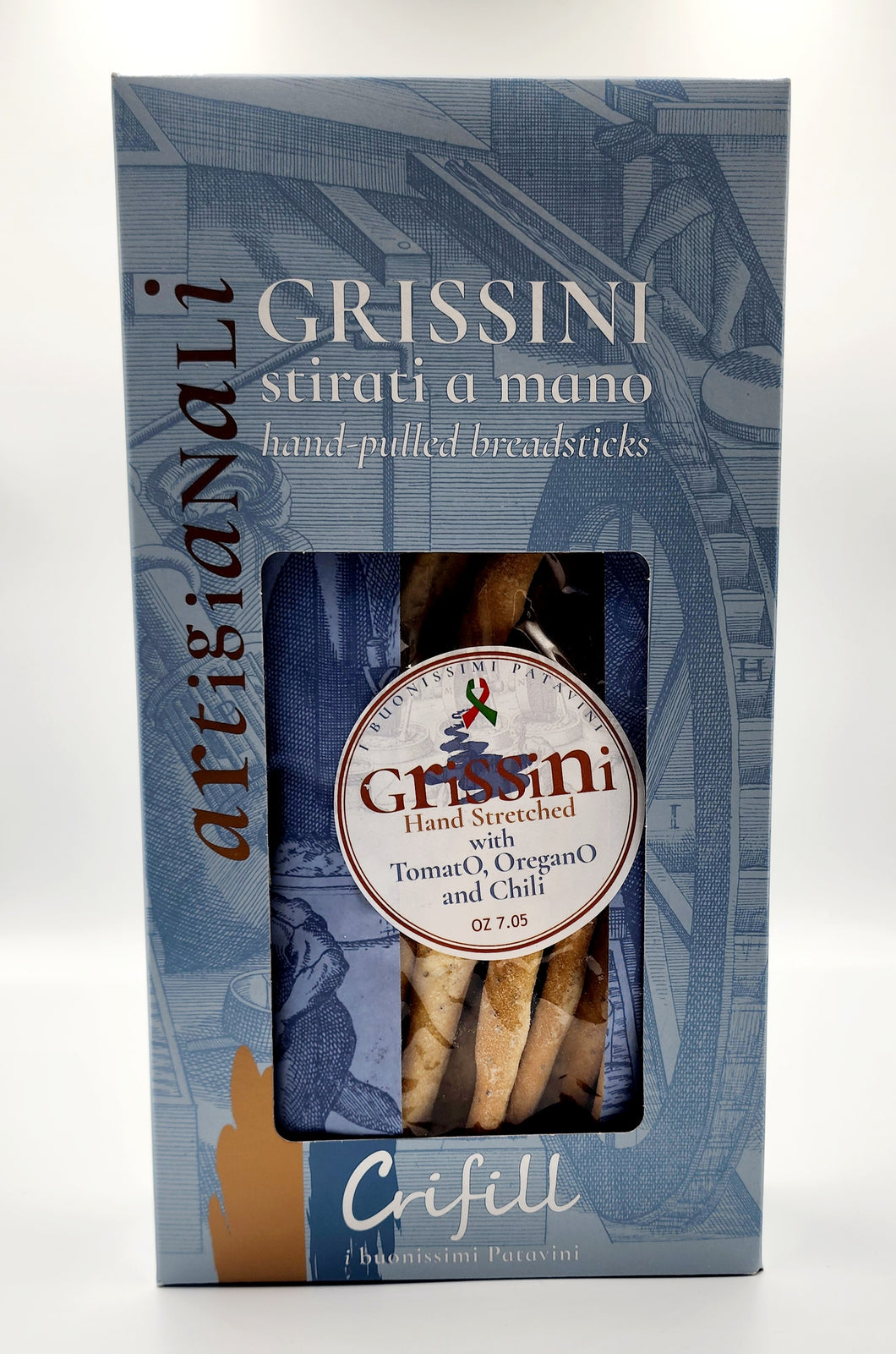 Grissini Stirati a Mano with Tomato, Oregano, and Chili Breadsticks 7.05 oz (200 g)