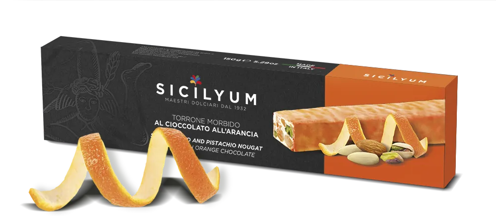 Sicilyum Soft Almond and Pistachio Nougat with Orange Chocolate 150g