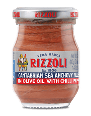 Rizzoli Spicy Anchovy Fillets in Olive Oil Jar, 2.82 oz