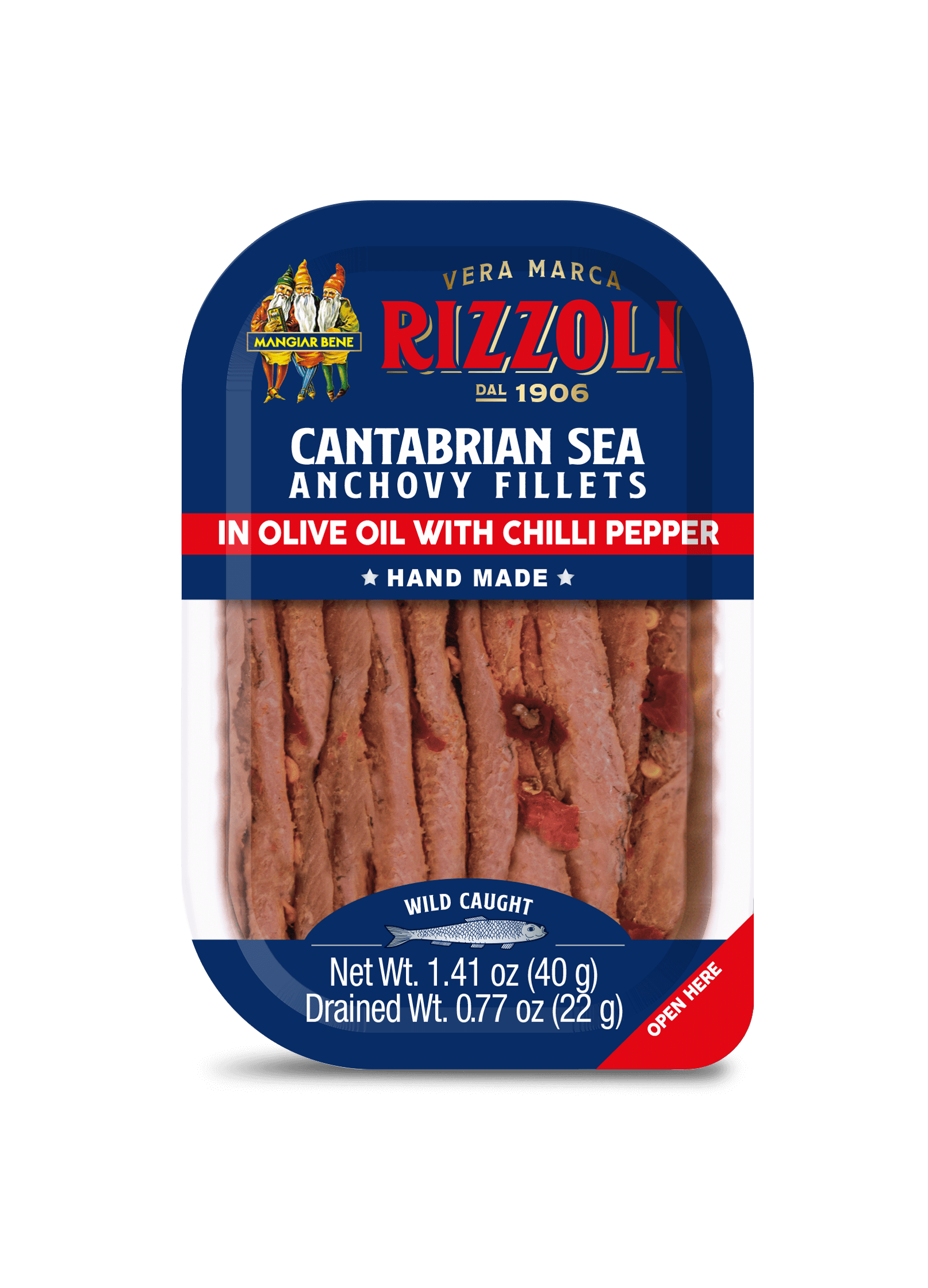 Rizzoli Cantabrian Sea Anchovy Fillets in Olive Oil with Chili Pepper – 40g