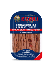 Rizzoli Cantabrian Sea Anchovy Fillets in Olive Oil with Chili Pepper – 40g