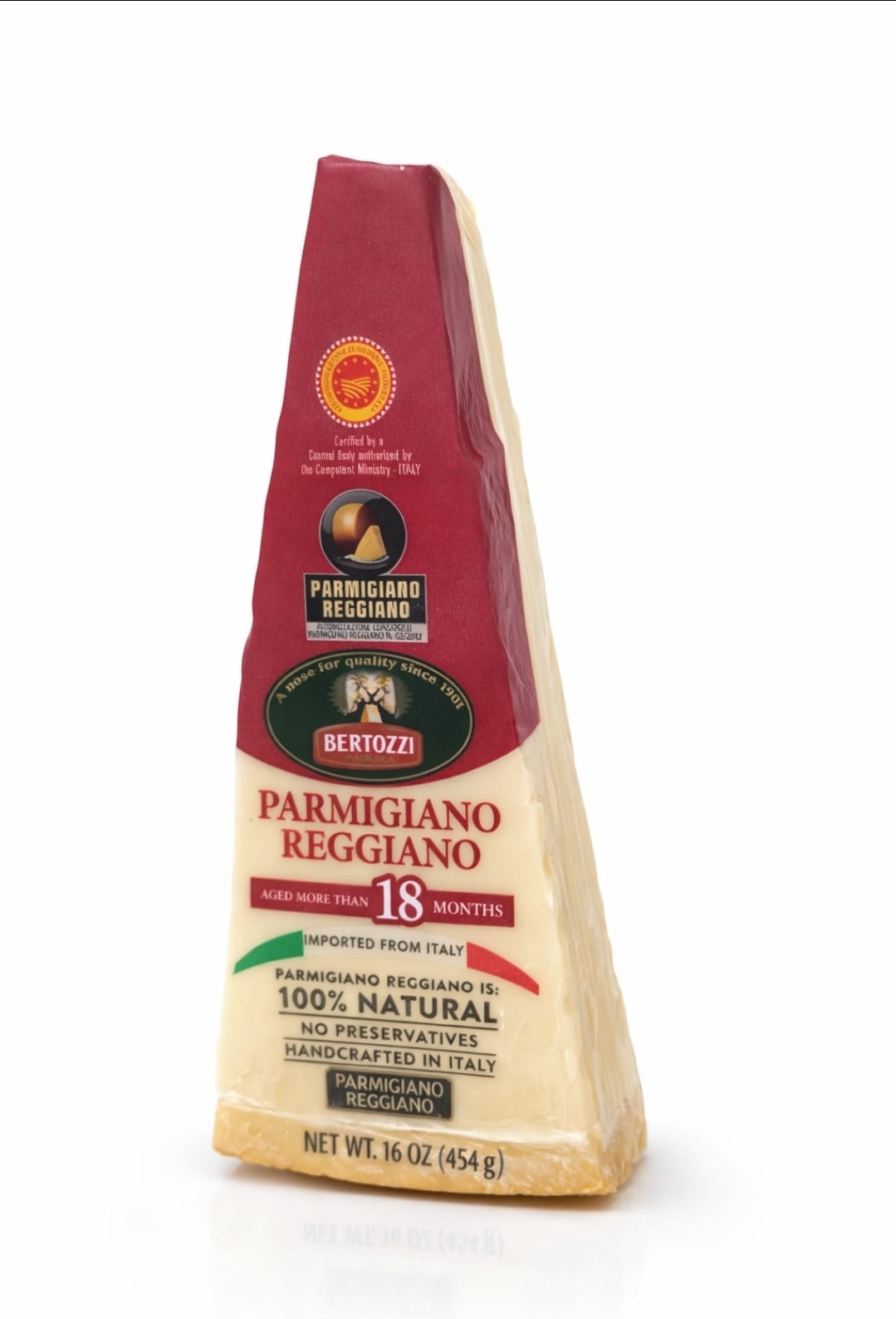 Bertozzi 18 Months Aged Parmigiano Reggiano PDO Cheese Wedge, 16 oz