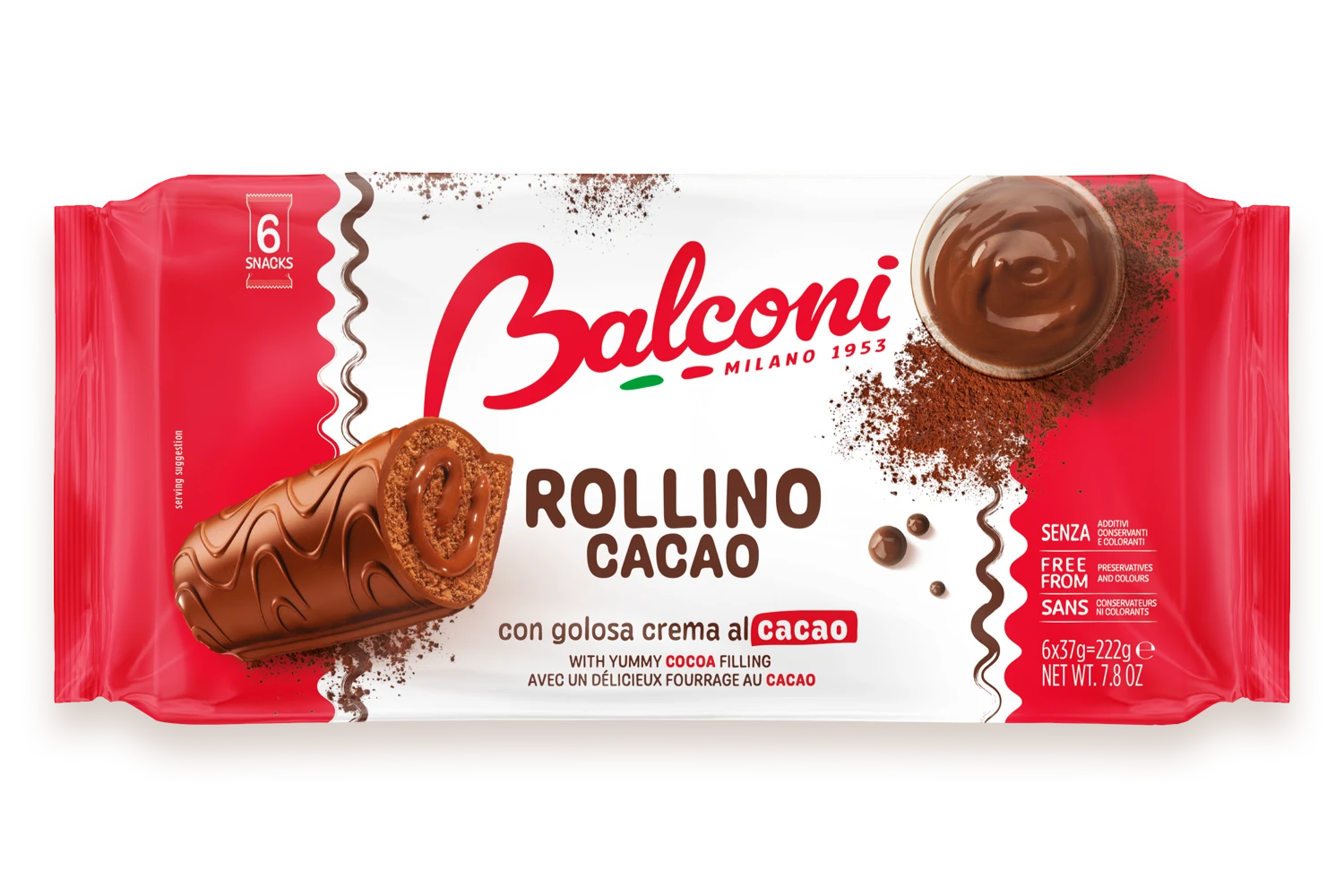 Balconi - Rollino Cocoa Sweet Snack- 6 count (222gr)
