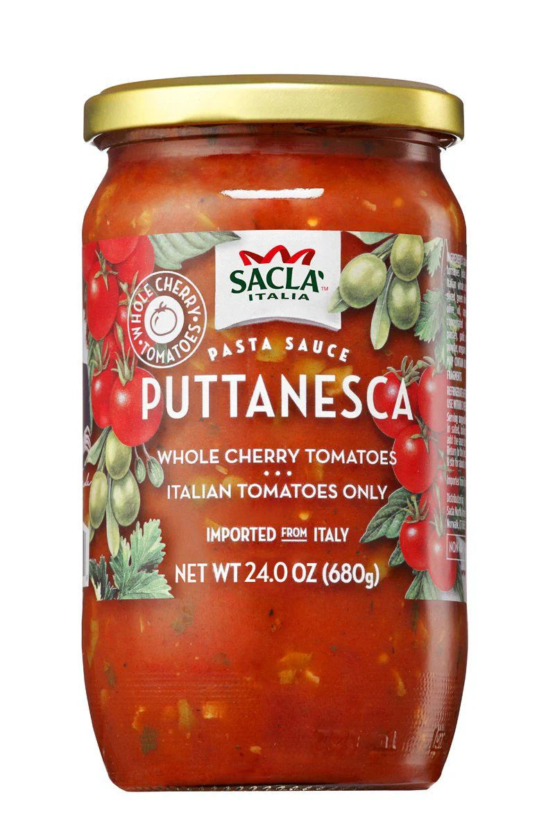 Sacla Whole Cherry Tomatoes Puttanesca Sauce, 24 oz