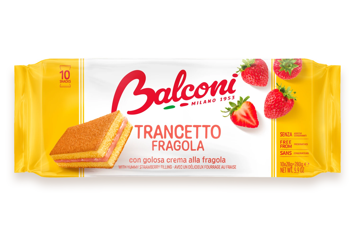 Balconi - Trancetto  Strawberry Sweet Snack- 10count (280gr)