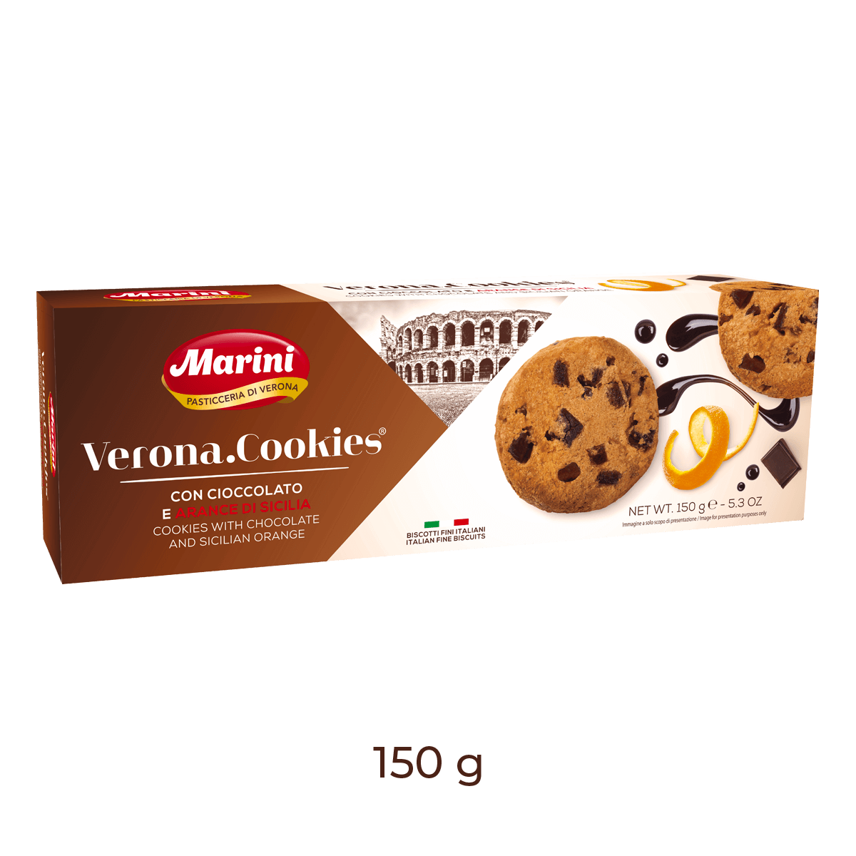 VERONA COOKIES Chocolate and Sicilian Oranges 150g