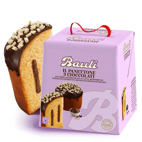 Bauli Italian Classic Three Chocolate Panettone, 26.4 oz (750 g)