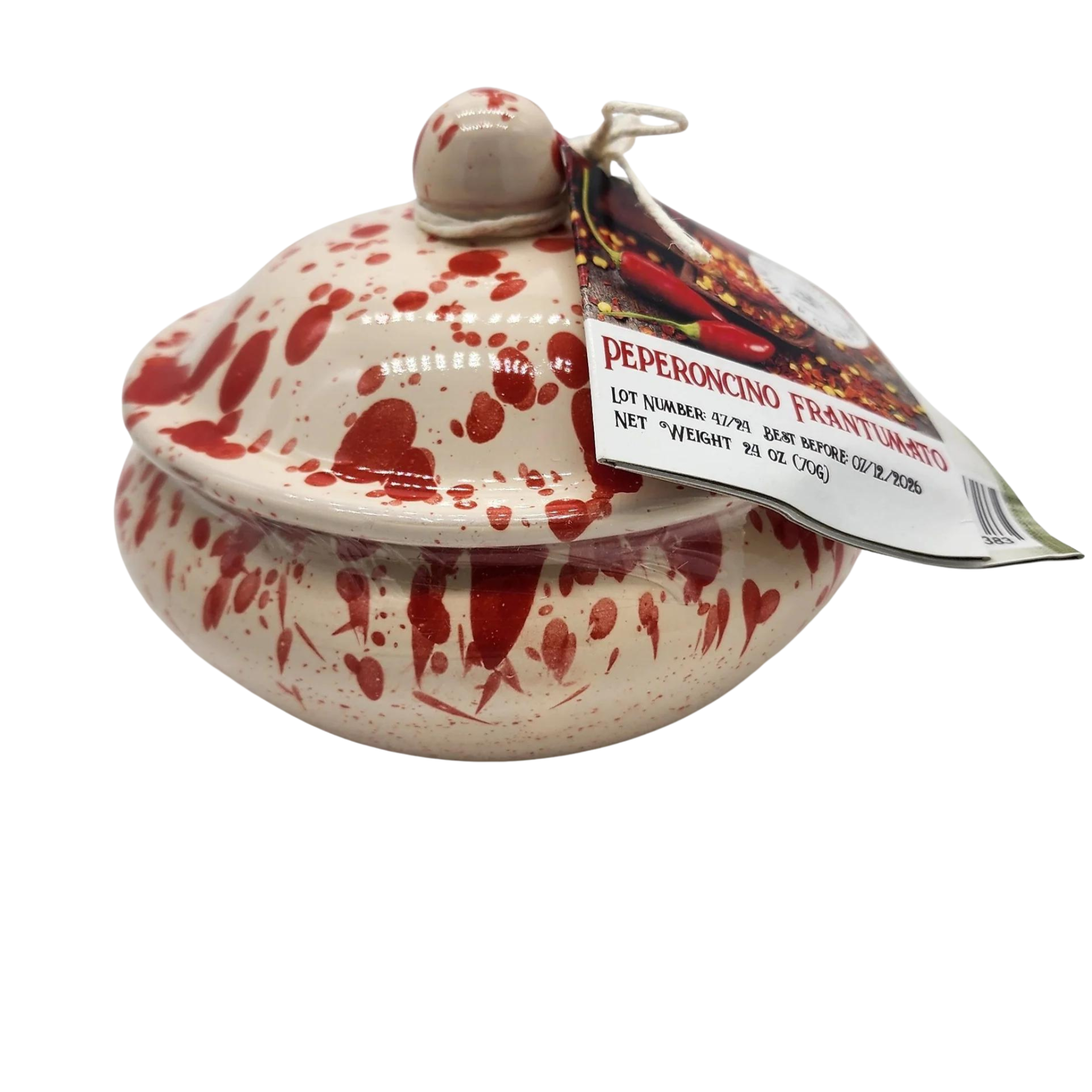 Casarecci di Calabria Calabrian Crushed Chili Pepper in a Hand Made Italian Majolica vase 2.1 oz