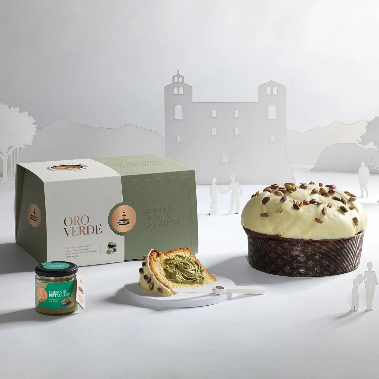 Fiasconaro Panettone Oro Verde, Panettone with Pistachio Spread, 1 kg