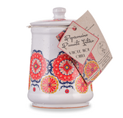 Dried Italian Whole Hot Chili Pepper in a Hand Made Italian Majolica Jar by Casarecci di Calabria - 1 oz