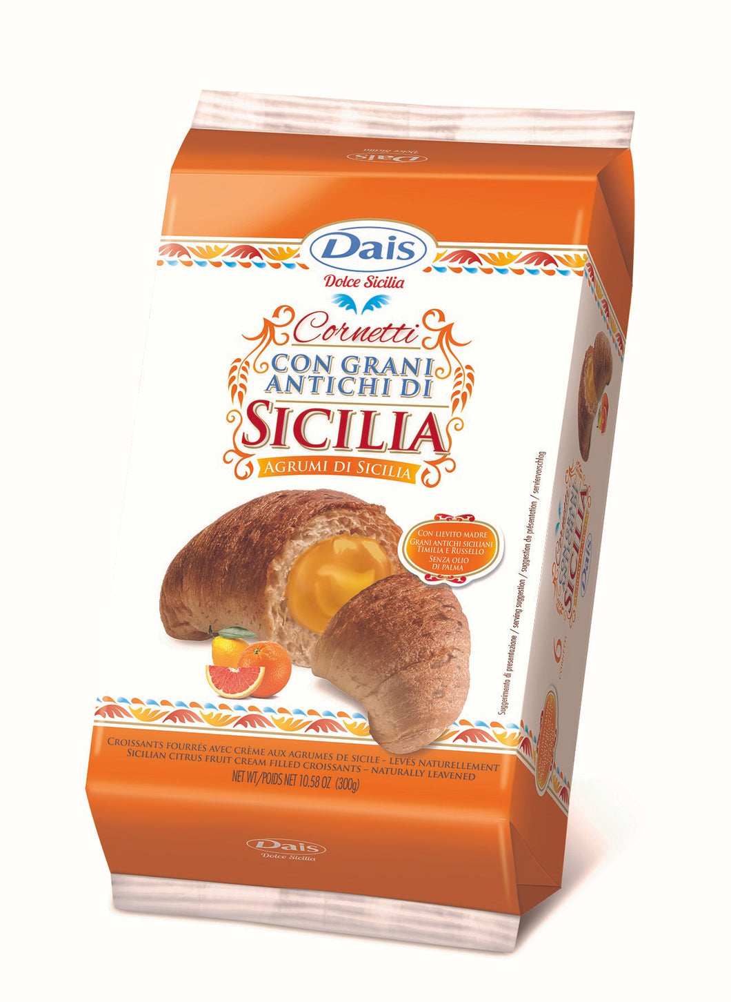 Dais Sicilian Citrus Fruit Cream Filled Croissants Cornetti 6x50gr/300gr