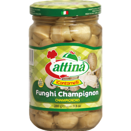 Champignon Mushrooms "Funghi Champignon" with Sunflower Seeds Oil by Attinà - 9.8 oz