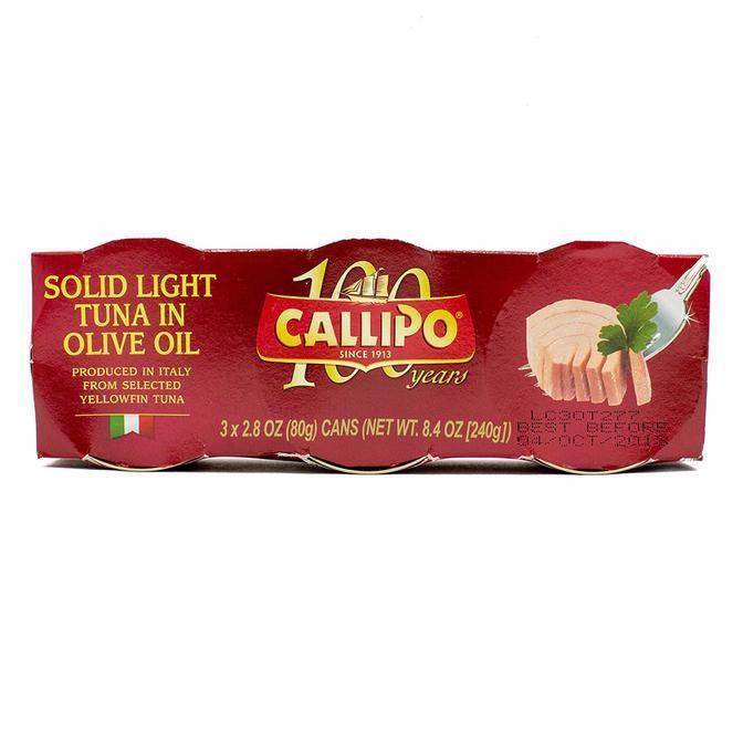 Solid Light Tuna Fish in Olive Oil (3 cans x 2.8 oz) by Callipo - 8.4 oz - [Premium Italian Food at Home ]