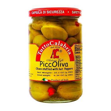 Olives Stuffed with Hot Peppers - by Tutto Calabria  10.2 oz - [Premium Italian Food at Home ]