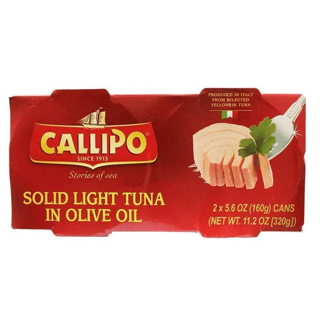 Solid Light Tuna Fish in Olive Oil (2 cans x 5.6 oz) by Callipo - 11.2 oz - [Premium Italian Food at Home ]