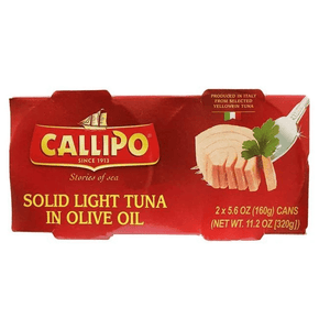 Solid Light Tuna Fish in Olive Oil (2 cans x 5.6 oz) by Callipo - 11.2 oz - [Premium Italian Food at Home ]