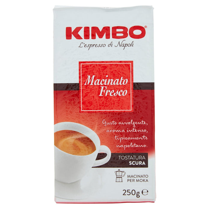 Kimbo Macinato Fresco Ground Coffee, Dark Roast, Tostatura Scura - 8 oz.
