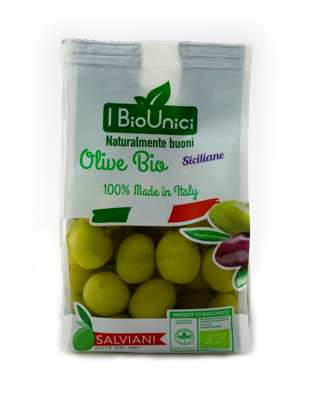Salviani Organic Sicilian Olives in Brine 12.3 oz