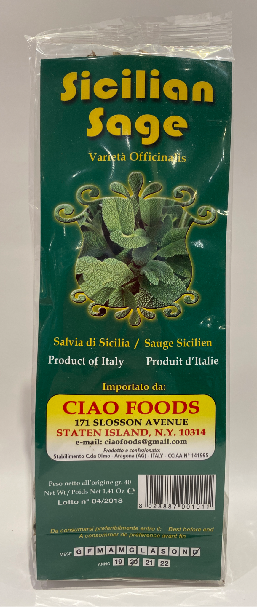 Ciao Foods Sicilian Sage Bioagricola Bosco, 1.4 oz