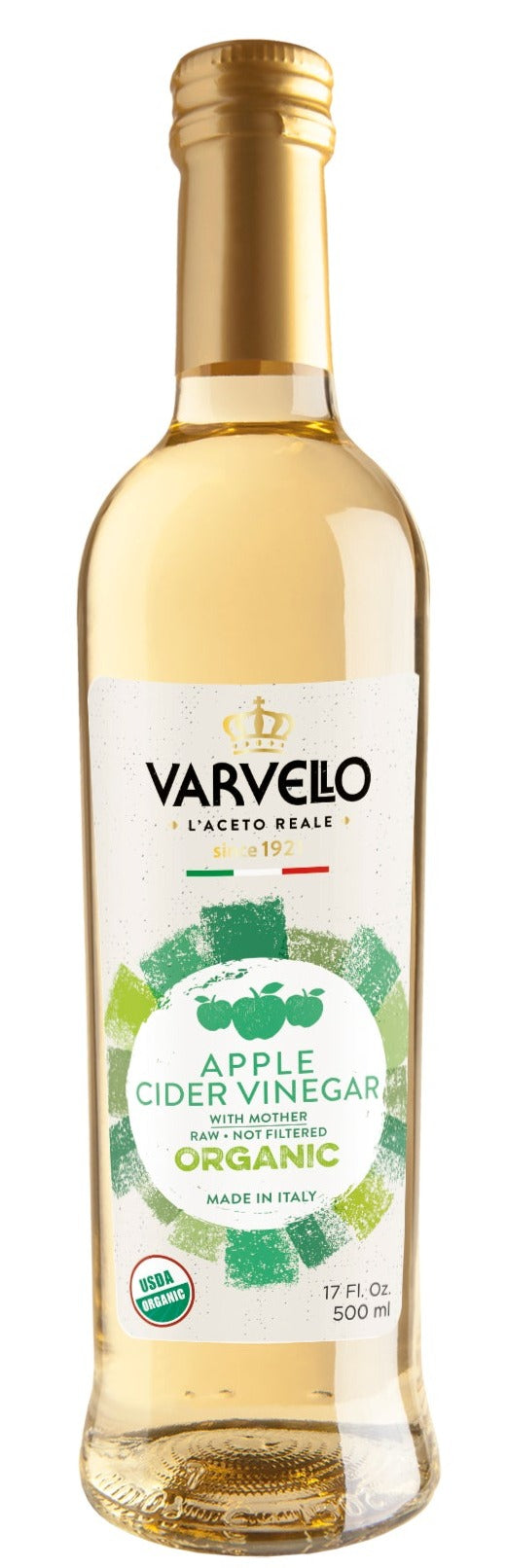 Varvello Organic Apple Cider Vinegar Aged in Wooden Barrels, 17 oz