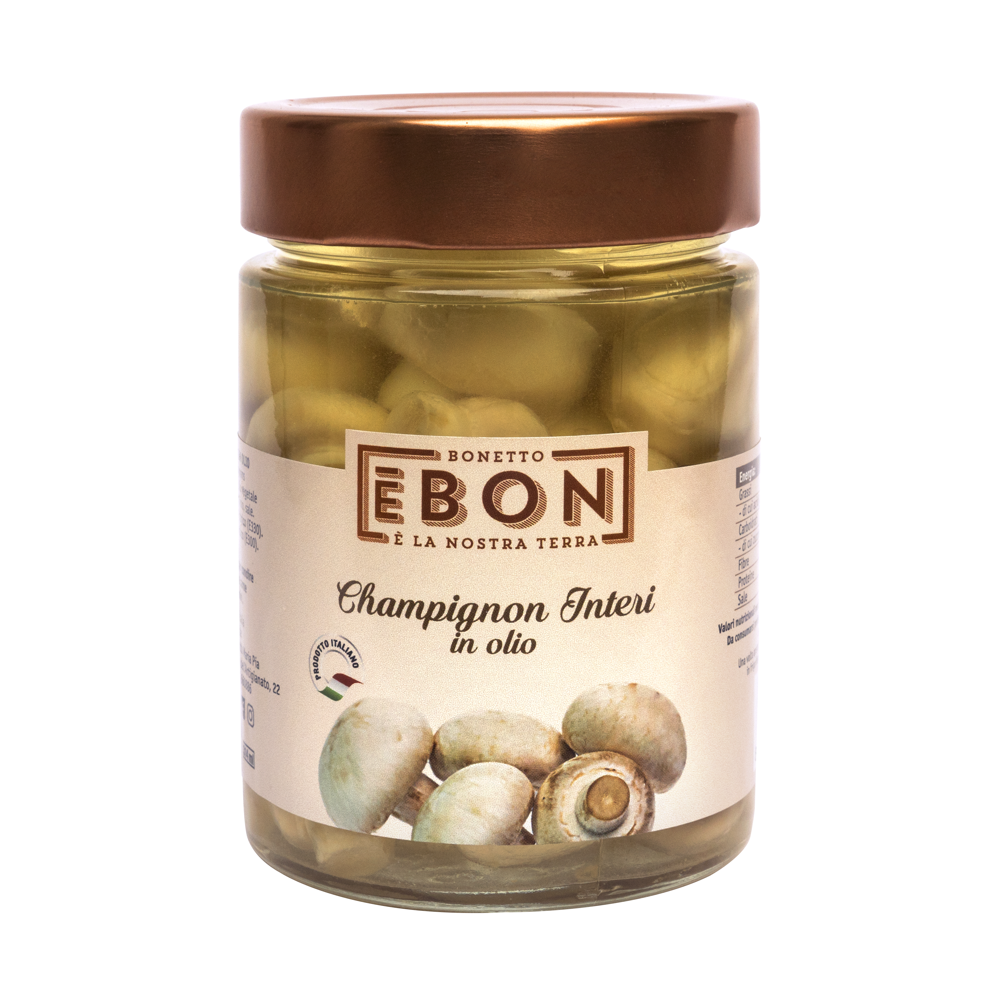 Bonetto Whole Champignon Mushroom in Oil, 7.04 oz