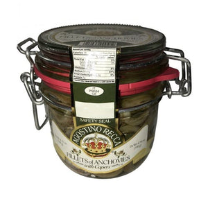 Anchovies Fillets with Capers in Olive Oil Jar - by Agostino Recca 8.1 oz