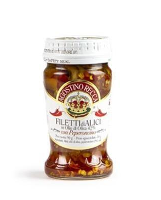 Anchovy Fillets hot In Olive Oil, by Agostino Recca 3.2 oz