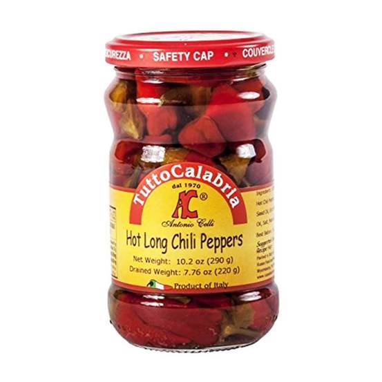 Hot Long Chili Peppers - by Tutto Calabria  10.2 oz - [Premium Italian Food at Home ]