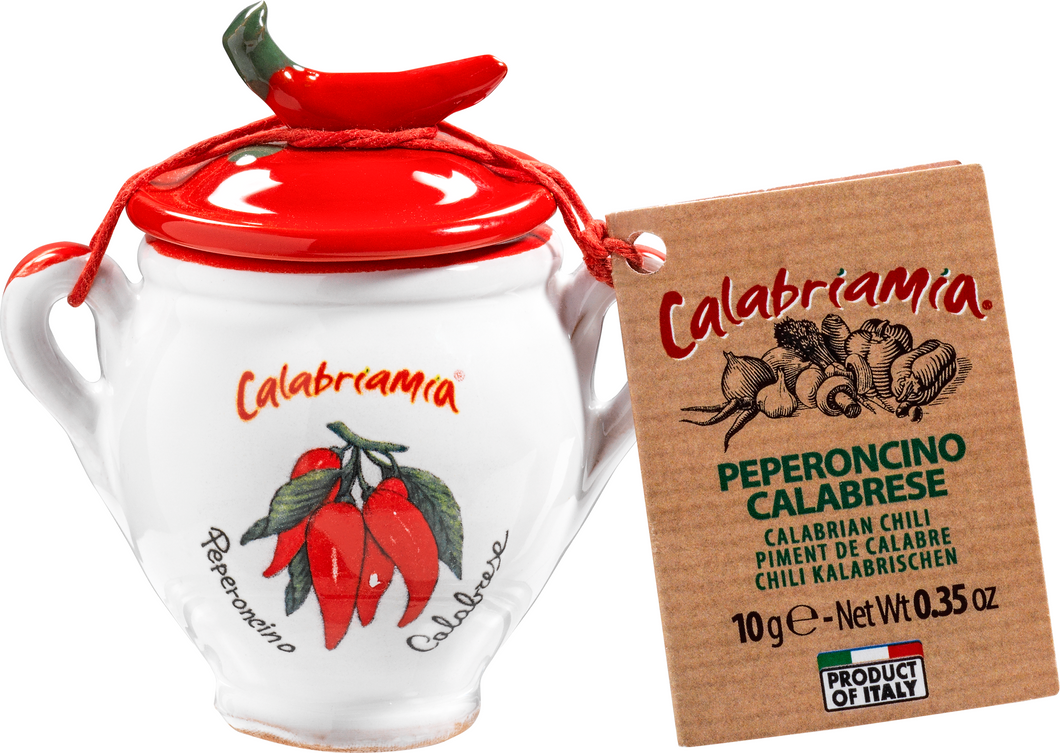 Dried Italian Hot Chili Pepper in a little Terracotta Crock by Calabriamia - 0.17 oz