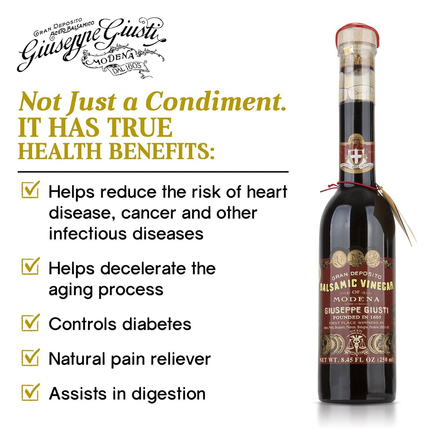 Giusti Balsamic  3 Gold Medals, by Giuseppe Giusti 8.45 fl oz - [Premium Italian Food at Home ]