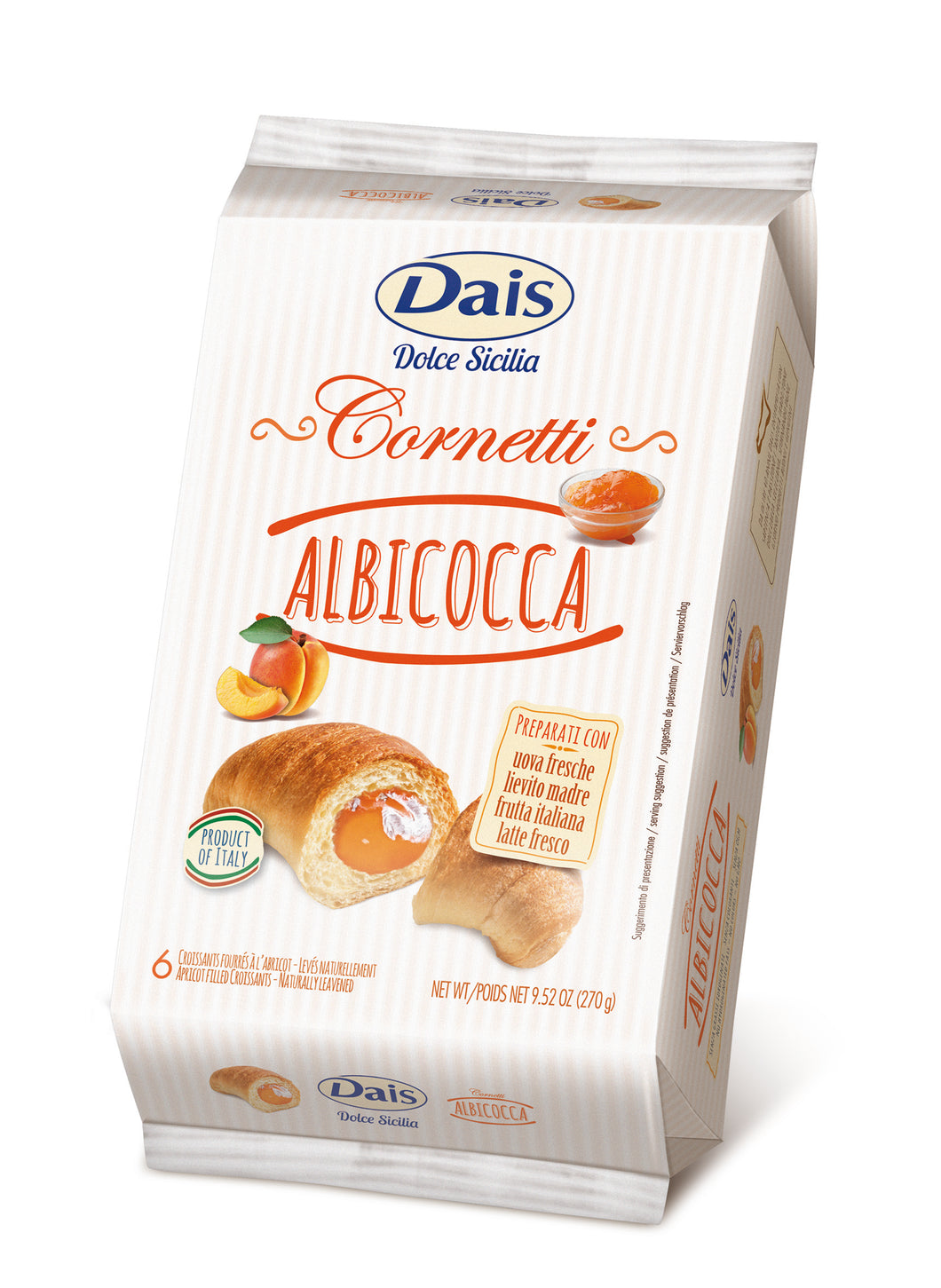 Dais Apricot Filled cream Croissants Cornetti 6x45gr 270gr