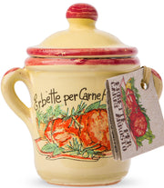 Dried Italian Herbs For Roasted Meat in a little Terracotta Crock by Casarecci di Calabria - 0.17 oz TERRACOTTA CROCK PREMIUM ITALIAN FOOD AT HOME 