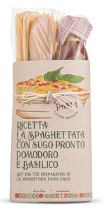 Organic Spaghetti With Tomato Pasta sauce Gift Set With Wooden Spoon By Casarecci Di Calabria
