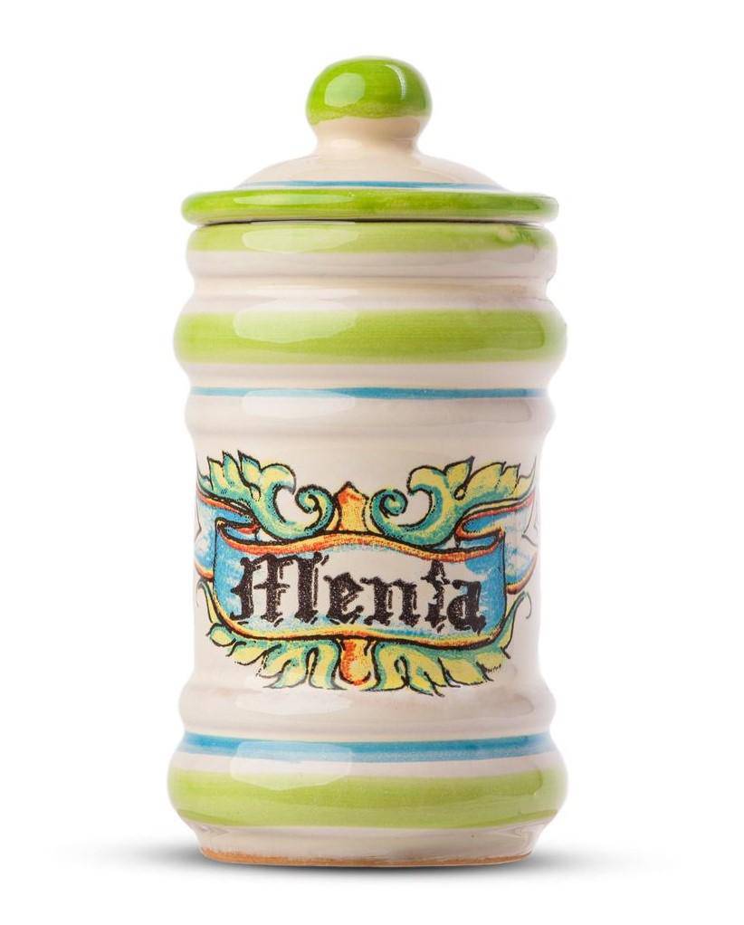 Dried Italian Mint in a little Terracotta Crock by Casarecci di Calabria - 0.17 oz - [Premium Italian Food at Home ]