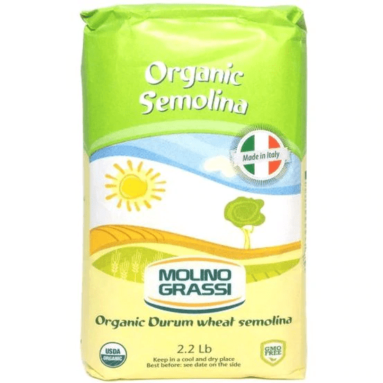 Italian Organic Durum Semolina by Molino Grassi - 2.2 lb. - [Premium Italian Food at Home ]