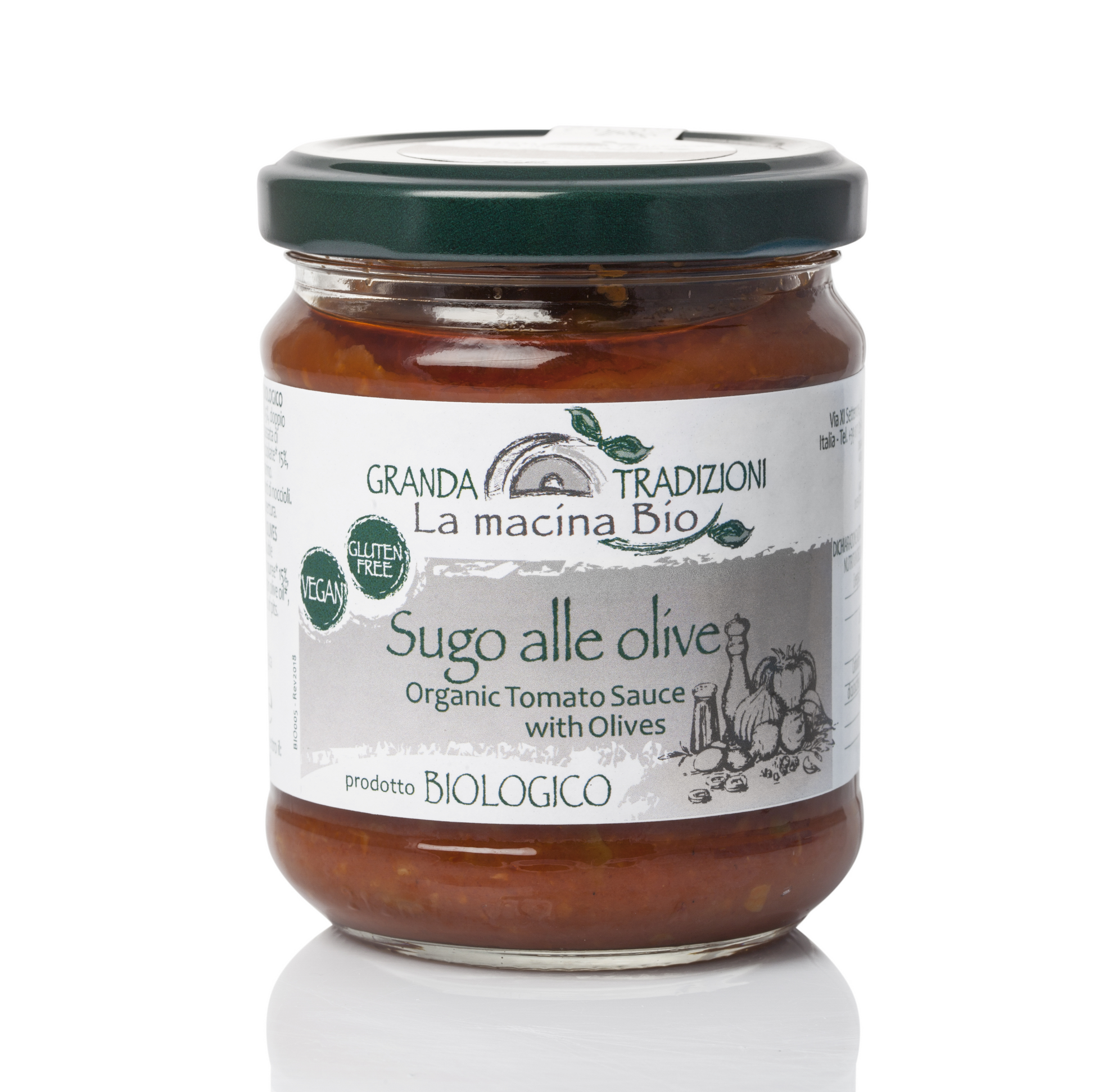 Organic Tomato Sauce with Olives, by Granda Tradizioni 6.34 oz - [Premium Italian Food at Home ]