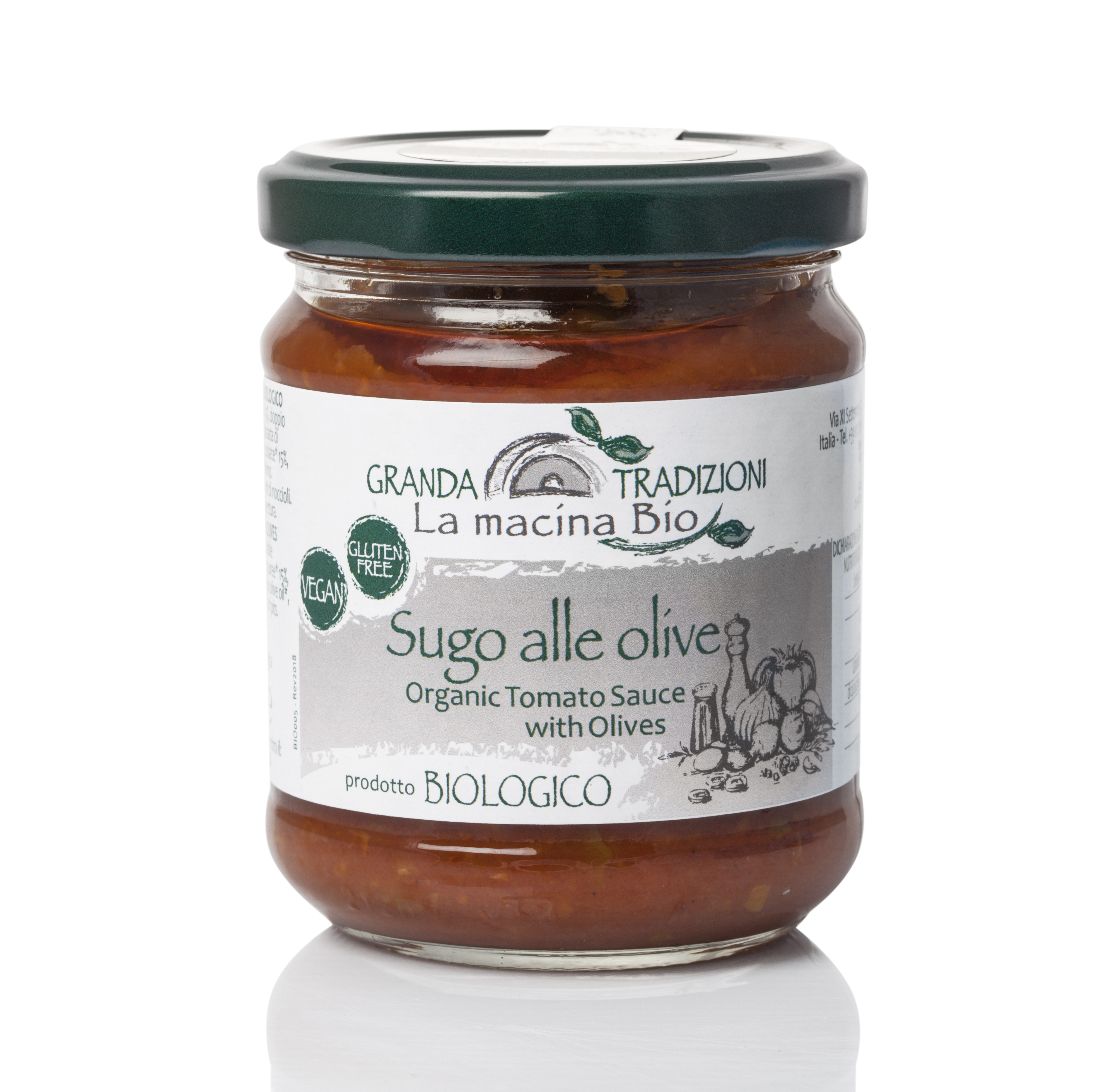 Organic Tomato Sauce with Olives, by Granda Tradizioni 6.34 oz - [Premium Italian Food at Home ]