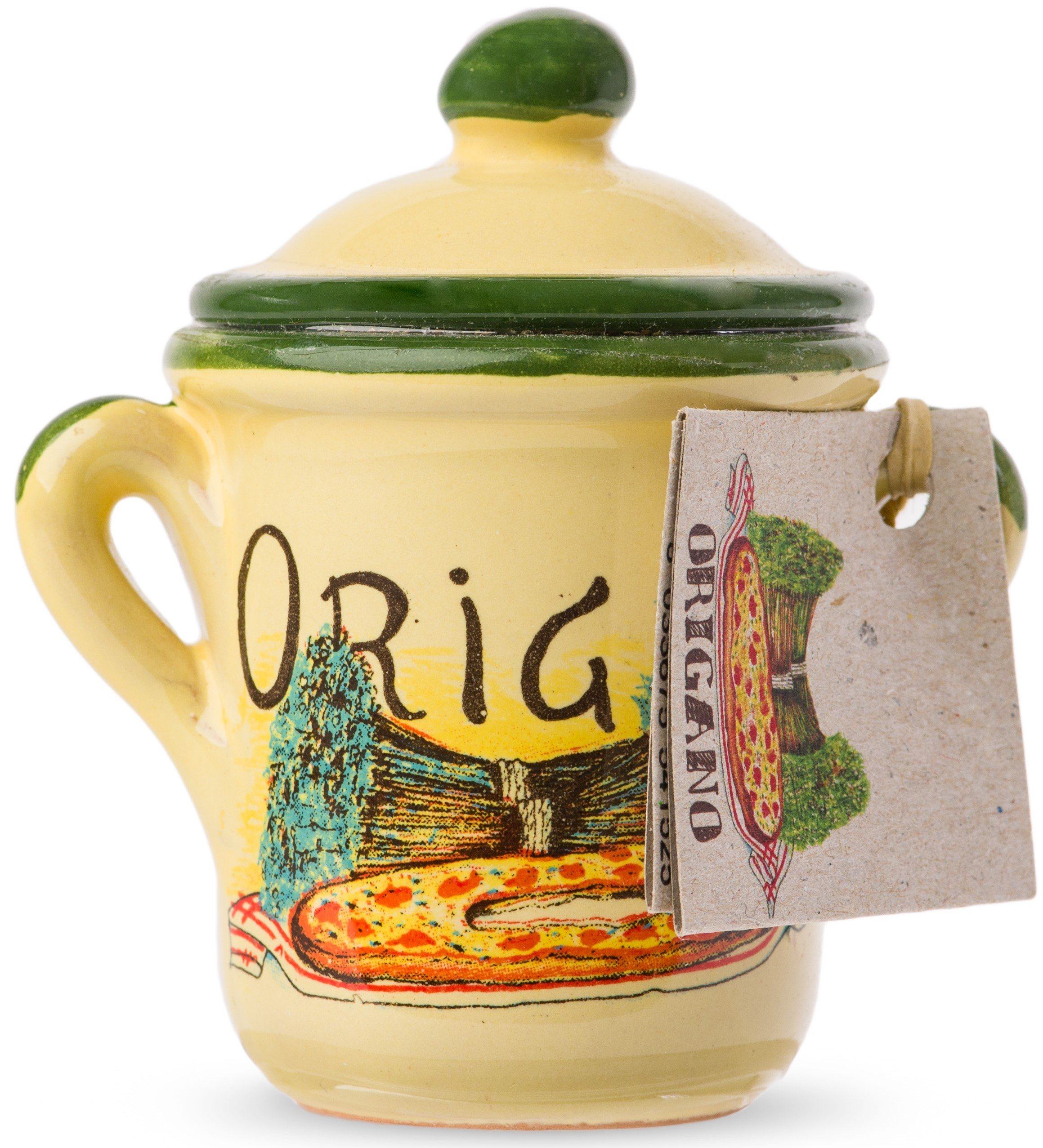 Dried Italian Oregano in a little Terracotta Crock by Casarecci di Calabria - 0.17 oz TERRACOTTA CROCK PREMIUM ITALIAN FOOD AT HOME 