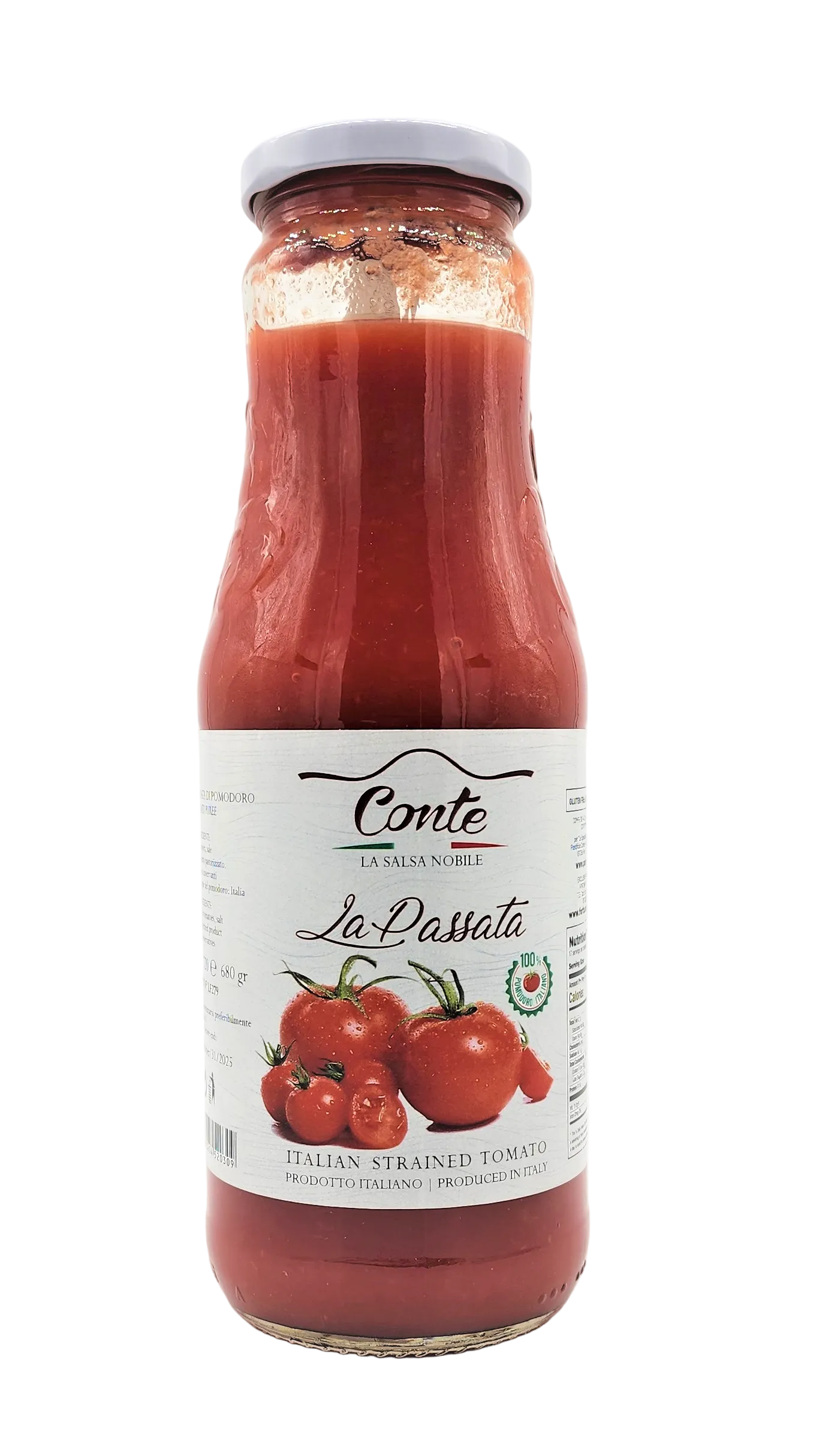 Conte Passata di Pomodoro Strained Fresh Tomatoes Puree Jar 100% from Calabria - 24.3 oz
