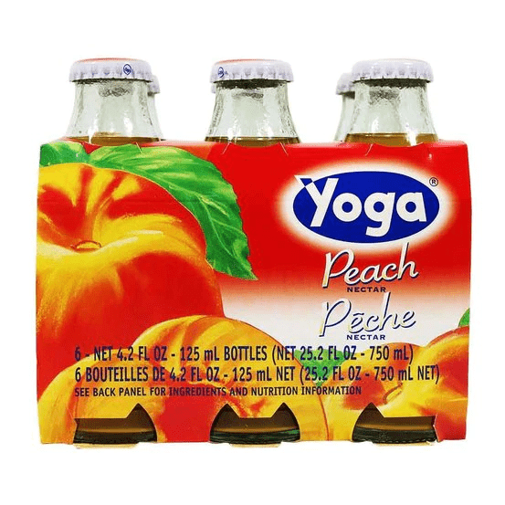 Italian Peach Nectar by Yoga (6 bottles x 4.2 fl oz) - Net 25.2 fl oz - [Premium Italian Food at Home ]
