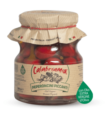 Red Calabrian Chili Pepper in Extra Virgin Olive Oil by CalabriaMia - 10 oz - [Premium Italian Food at Home ]