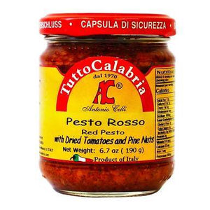 Red Pesto with Dried Tomatoes and Pine Nuts, by Tutto Calabria 6.7 oz (190 g) - [Premium Italian Food at Home ]
