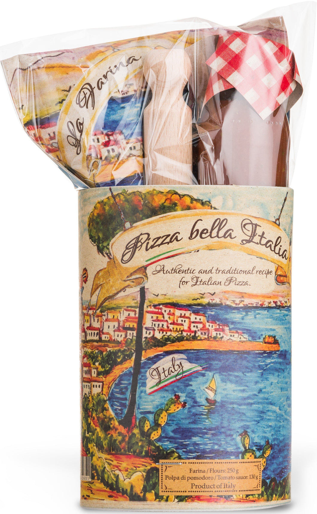 Italian Pizza Kit, Premixed Pizza Flour Rolling Pin and Tomato sauce by Casarecci di Calabria PASTA KIT PREMIUM ITALIAN FOOD AT HOME 