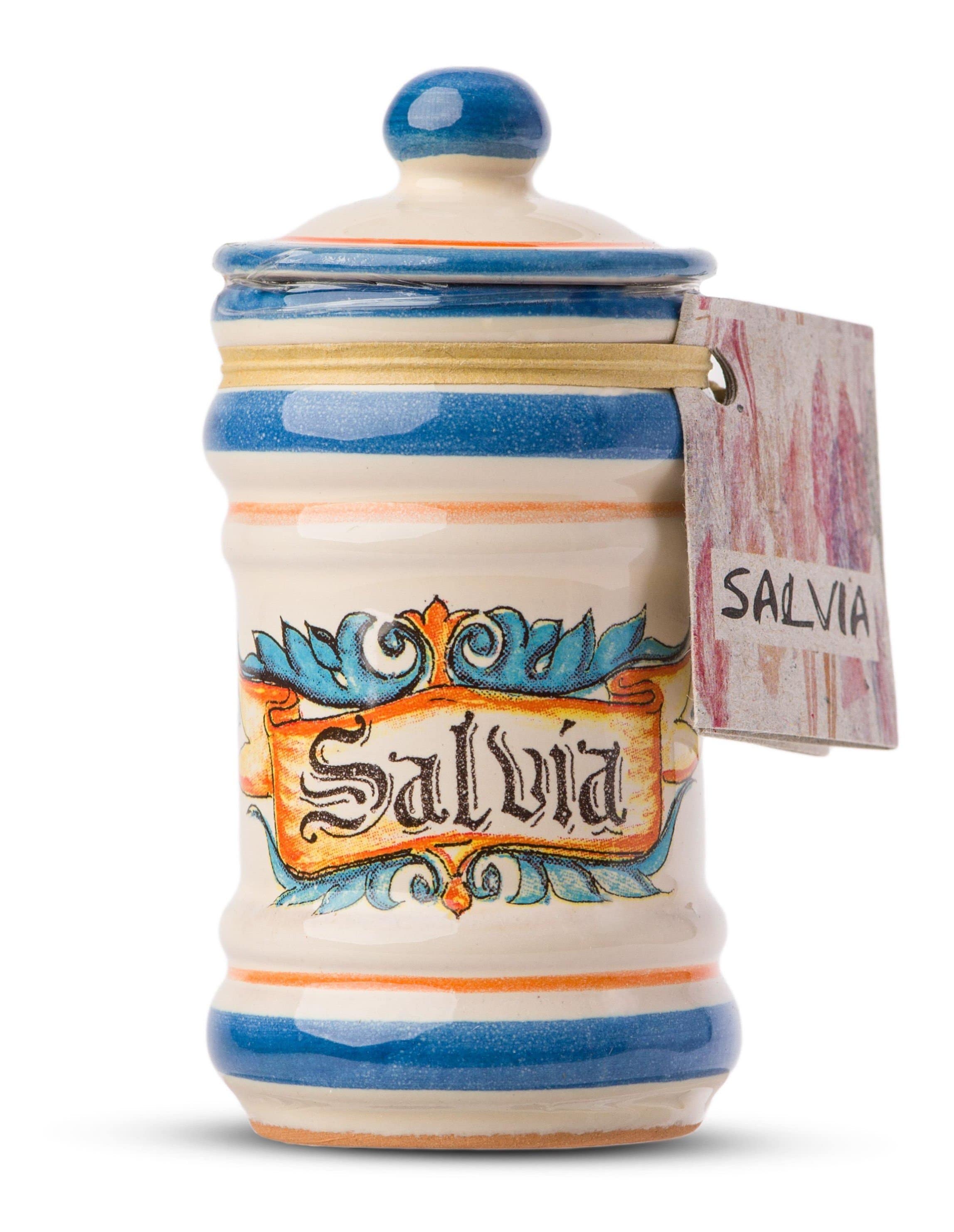 Dried Italian Sage in a little Terracotta Crock by Casarecci di Calabria - 0.17 oz - [Premium Italian Food at Home ]