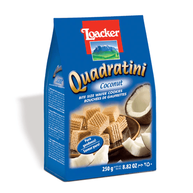Quadratini Coconut Cube Waferss by Loacker 8.8 oz - [Premium Italian Food at Home ]