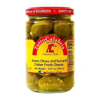 Tutto Calabria Green Olives Stuffed with Cheese - 9.87 oz (280 g)